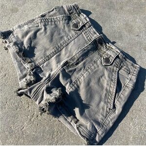 Distressed Gray Denim Shorts